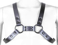 Leather Bulldog Body Harness Black Rings Snap Adjustable