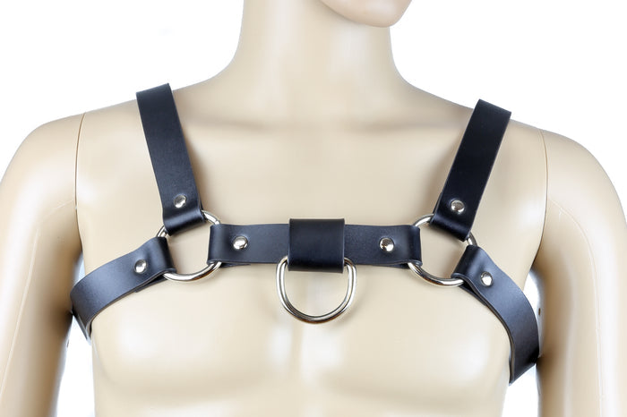 Leather Bulldog Body Harness D Rings Snap Adjustable