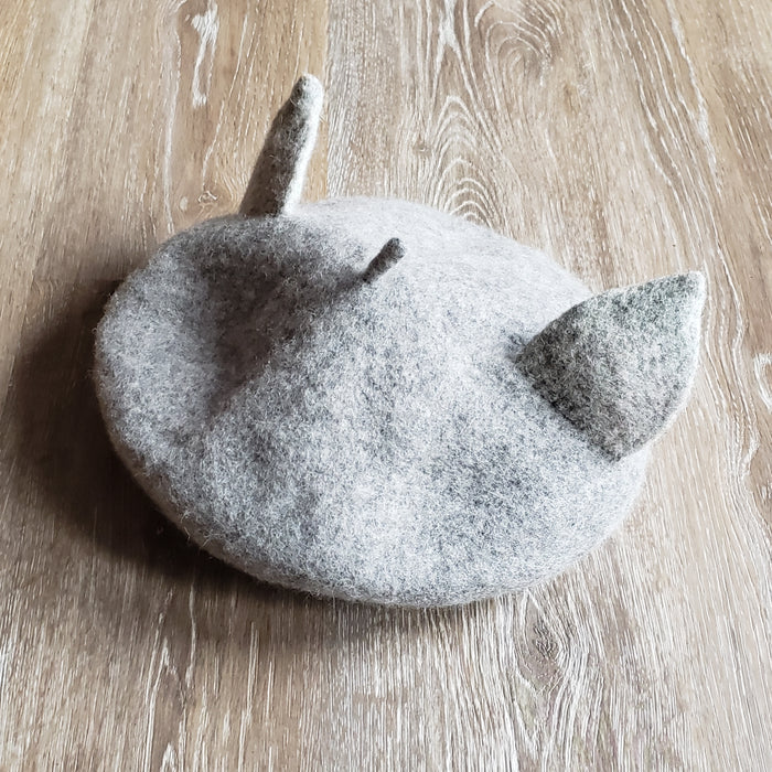 Light Grey Cat Ear Beret