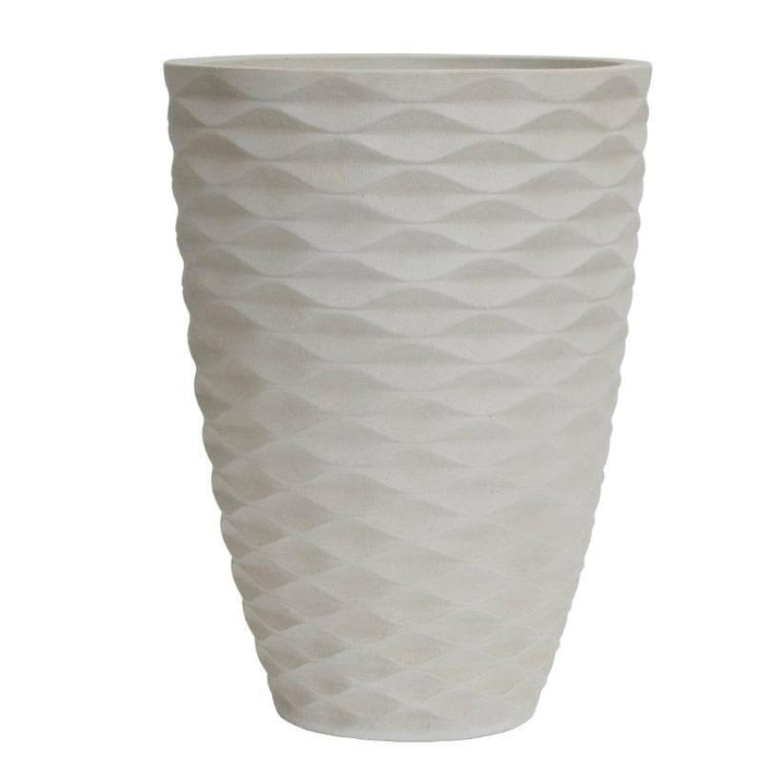 Lightweight Bilbao Tall Planter - Cream - 14-inch - Hicks Nurseries