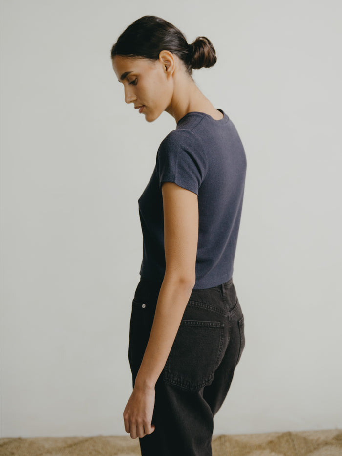 Lou Tee, Regen Silk Noil Jersey, Navy