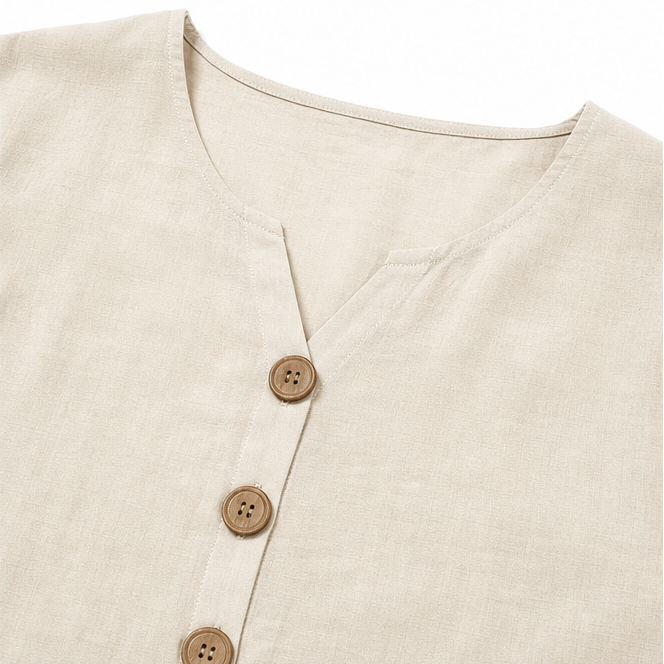 Lunavia – Linen-Look 2-Piece Set, Ruffle-Cuff Top & Wide-Leg Trousers, Women's Coordinated Outfit
