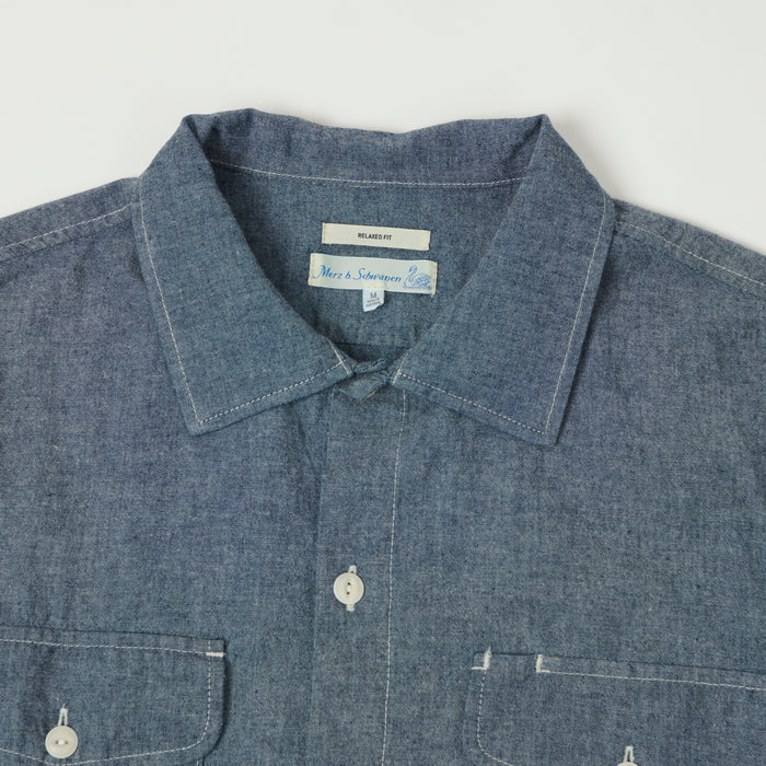 Merz b. Schwanen Classic Chambray Shirt - Denim Blue