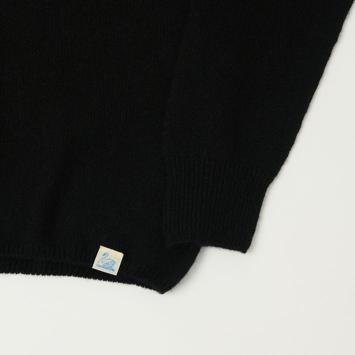 Merz b. Schwanen Lightweight Wool-Silk-Cashmere Sweater - Deep Black