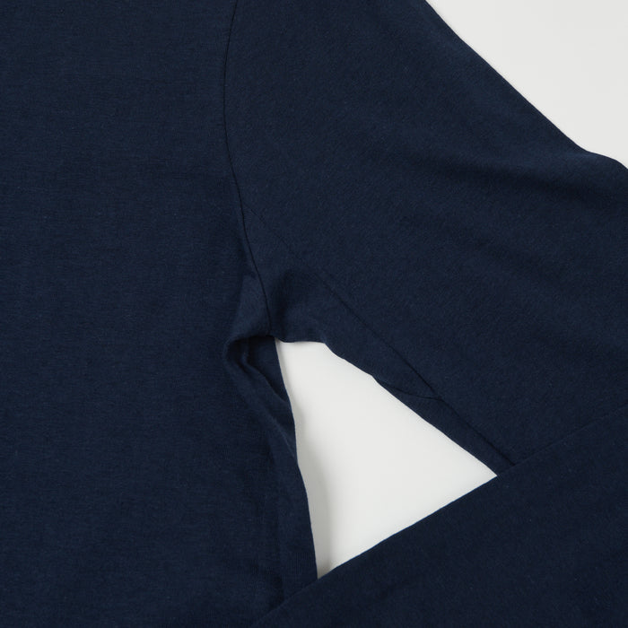 Merz b. Schwanen 'The Originals' 102 Lightweight Long Sleeve Henley - Ink Blue