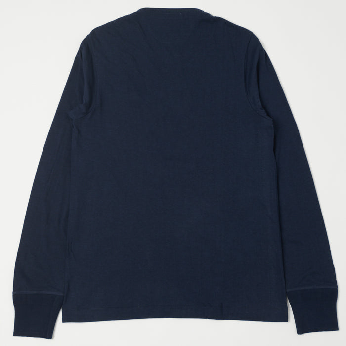 Merz b. Schwanen 'The Originals' 102 Lightweight Long Sleeve Henley - Ink Blue