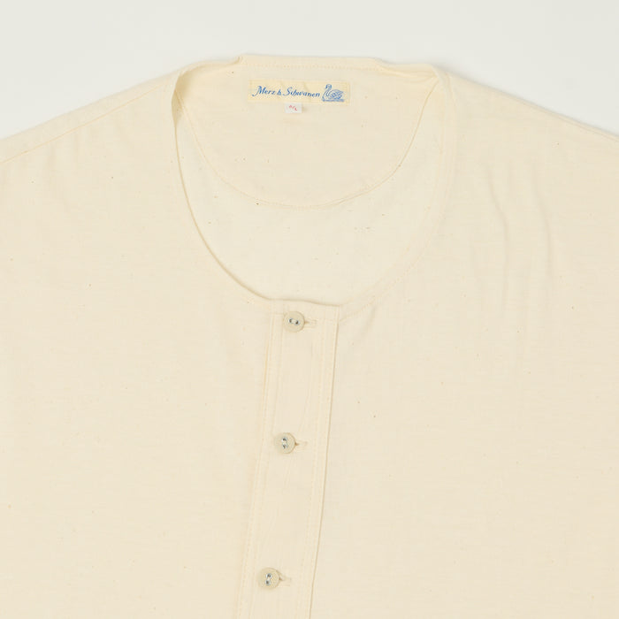 Merz b. Schwanen 'The Originals' 103 Lightweight Short Sleeve Henley - Nature