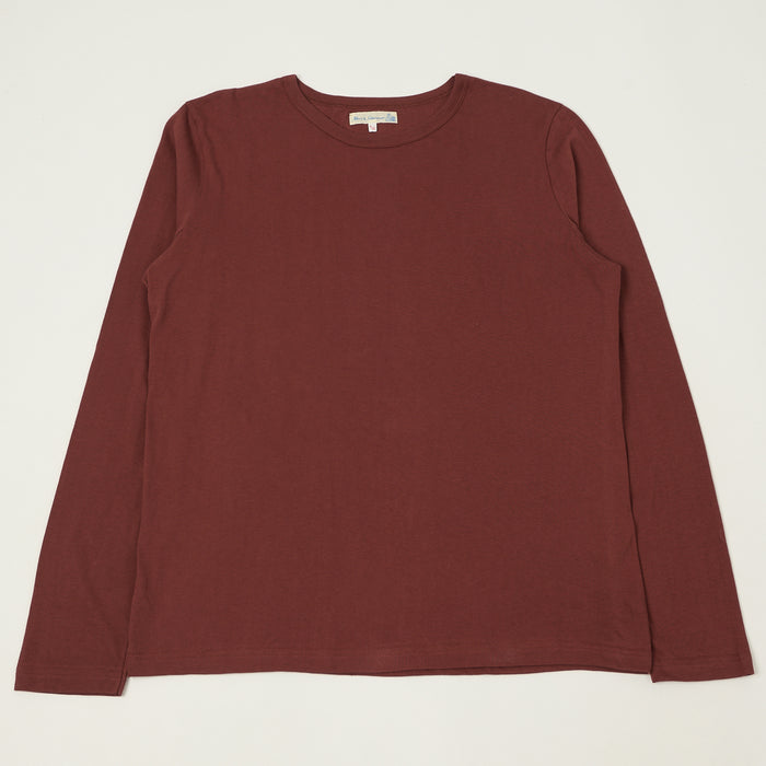 Merz b. Schwanen 'The Originals' 1950s Lightweight Long Sleeve T-Shirt - Barn Red
