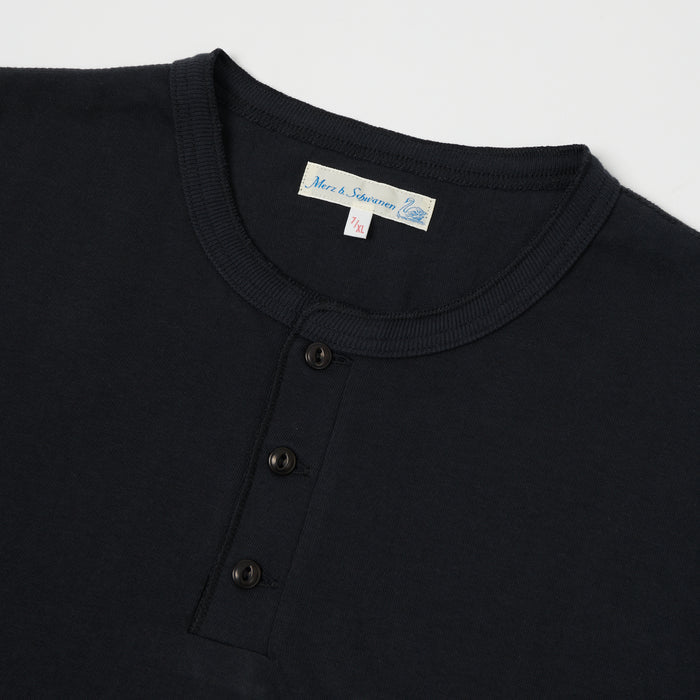 Merz b. Schwanen 'The Originals' 204SL Short Sleeve Henley - Charcoal