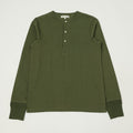 Merz b. Schwanen 'The Originals' 206 Long Sleeve Henley - Army Green