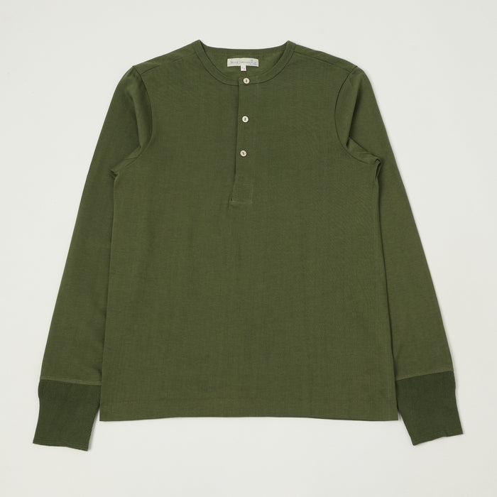 Merz b. Schwanen 'The Originals' 206 Long Sleeve Henley - Army Green