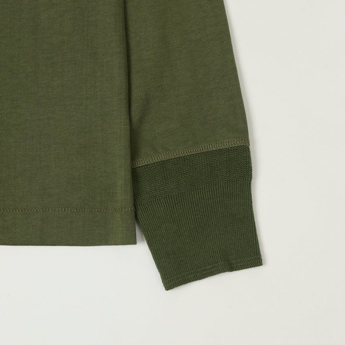 Merz b. Schwanen 'The Originals' 206 Long Sleeve Henley - Army Green
