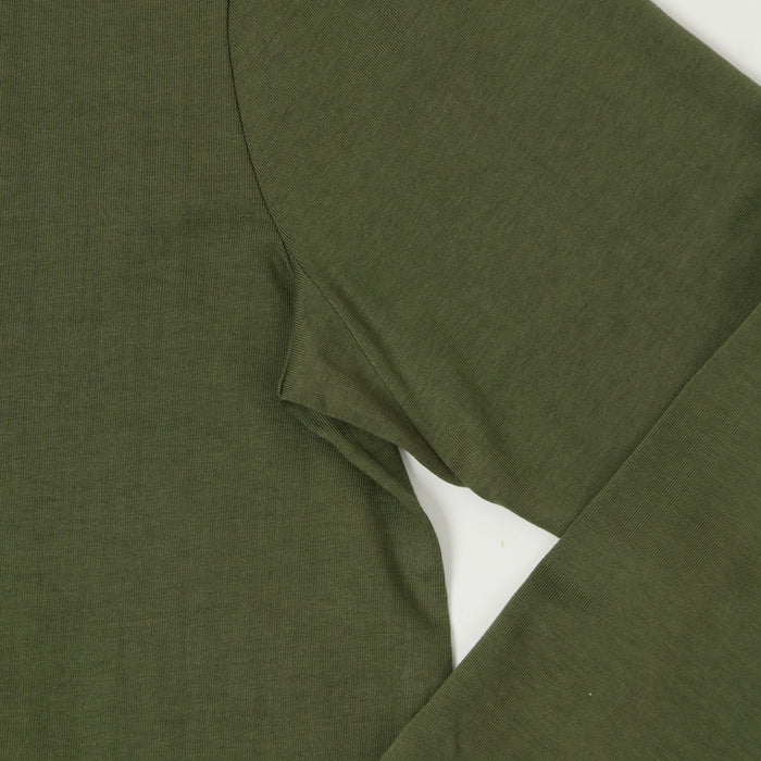 Merz b. Schwanen 'The Originals' 206 Long Sleeve Henley - Army Green