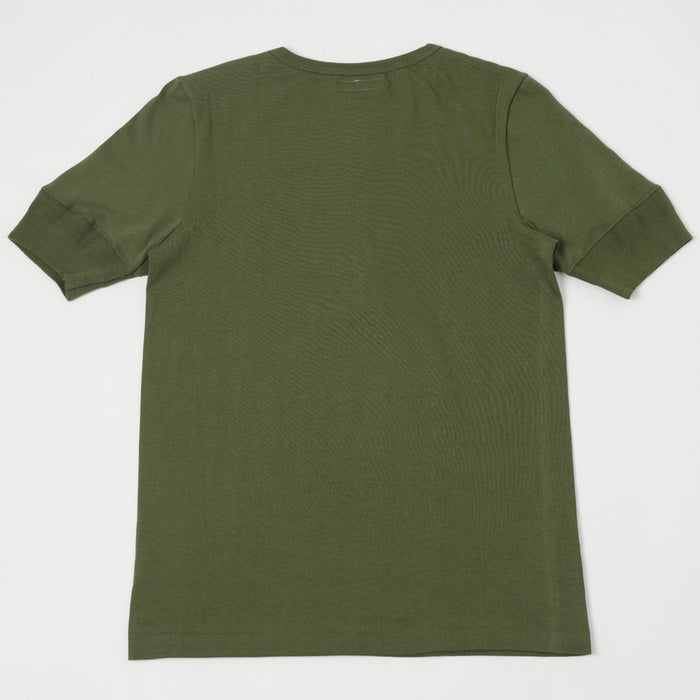 Merz b. Schwanen 'The Originals' 207 Short Sleeve Henley - Army Green
