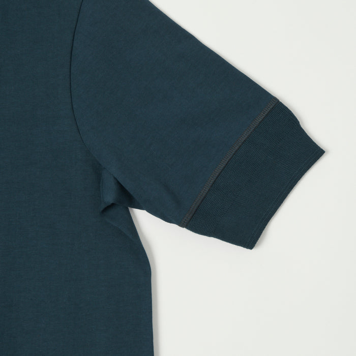 Merz b. Schwanen 'The Originals' 207 Short Sleeve Henley - Mineral Blue