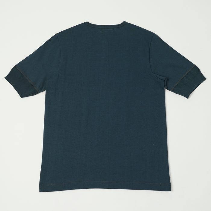 Merz b. Schwanen 'The Originals' 207 Short Sleeve Henley - Mineral Blue