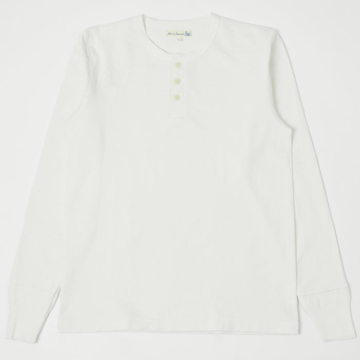 Merz b. Schwanen 'The Originals' 2S04 Heavyweight Long Sleeve Henley - White