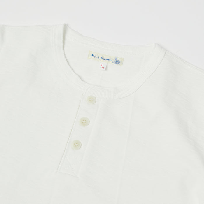 Merz b. Schwanen 'The Originals' 2S04 Heavyweight Long Sleeve Henley - White