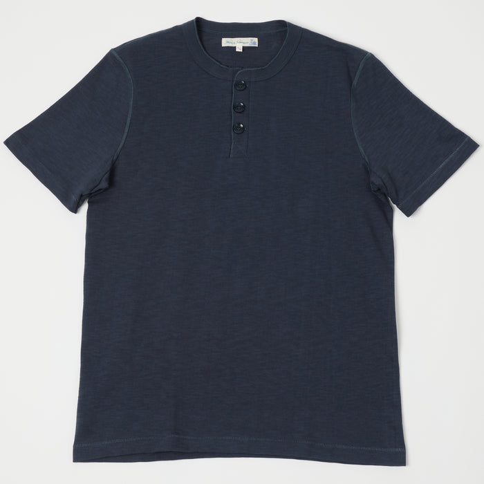 Merz b. Schwanen 'The Originals' 2S04SL Heavyweight Short Sleeve Henley - Navy