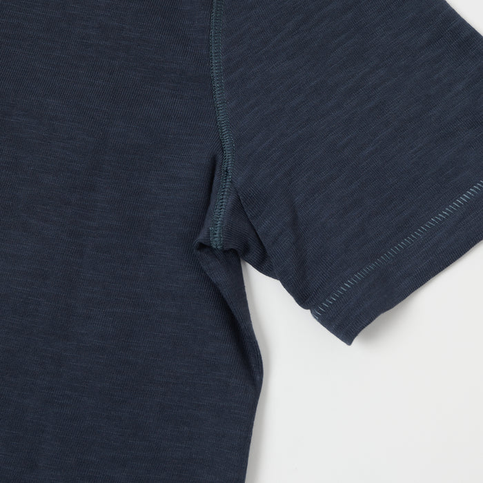 Merz b. Schwanen 'The Originals' 2S04SL Heavyweight Short Sleeve Henley - Navy
