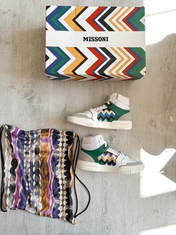MISSONI Basket Zigzag Chevron Multicolour ACBC Trainers Sneakers + MISSONI Bag