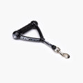 A black Mongrel dog leash with a handle and a metal clasp, designed for medium to large size dogs.