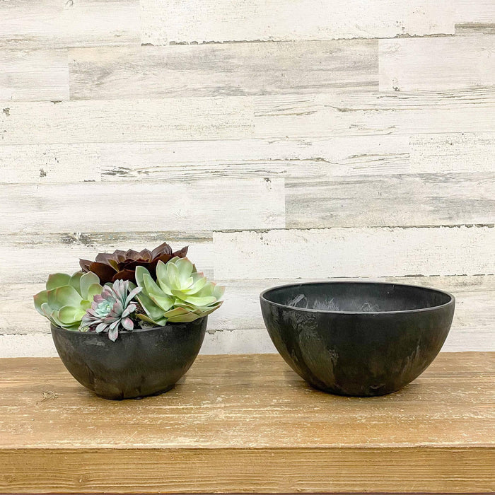 Napa Bowl Planter Black - 10-inches - Hicks Nurseries