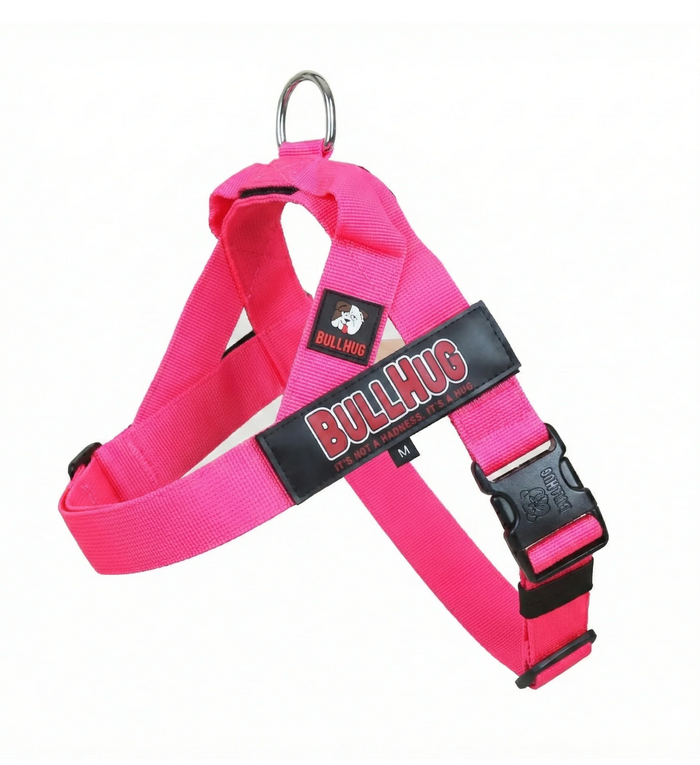 Neon Pink BullHug Dog Harness – Non-Choking, Adjustable