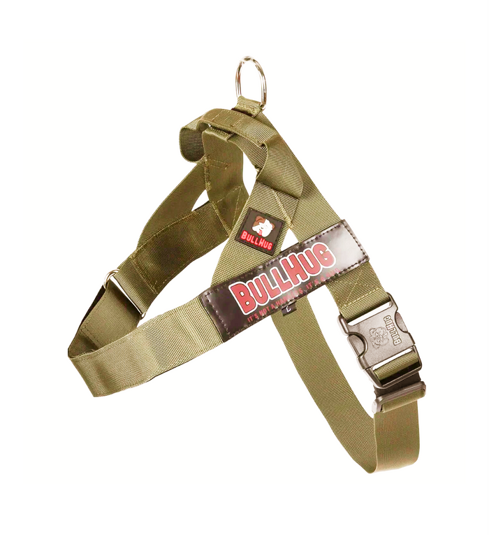Olive Green BullHug Dog Harness & Leash Combo