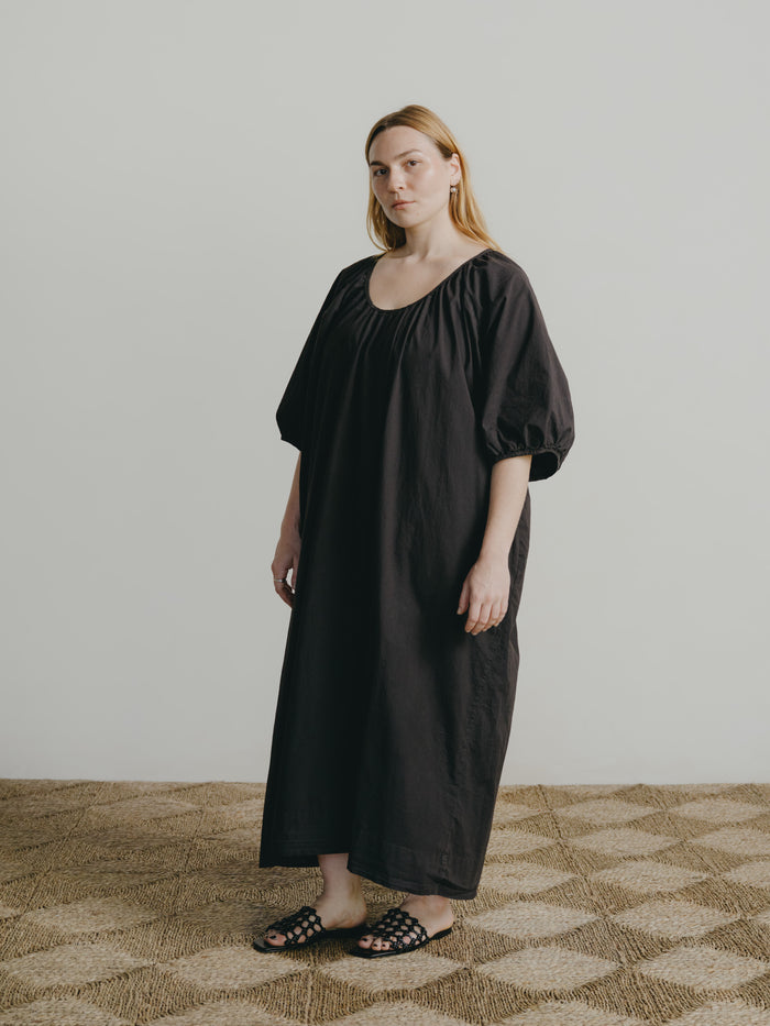 Ophelia Dress, Organic Batiste, Soft Black