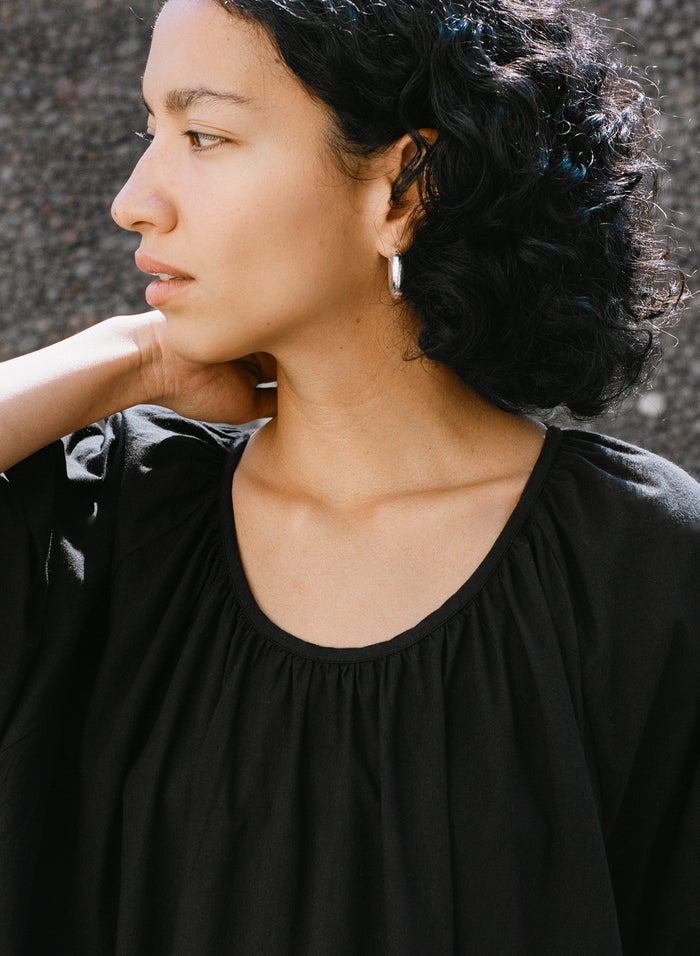 Ophelia Dress, Organic Batiste, Soft Black