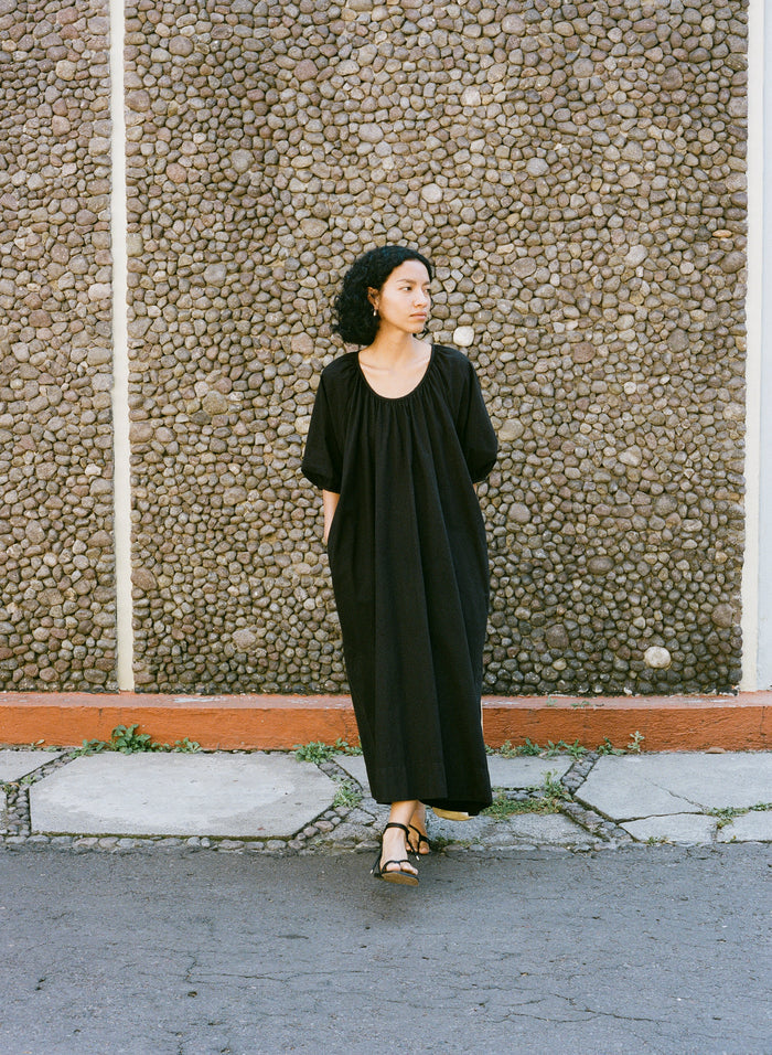 Ophelia Dress, Organic Batiste, Soft Black