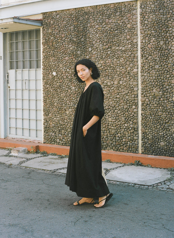 Ophelia Dress, Organic Batiste, Soft Black