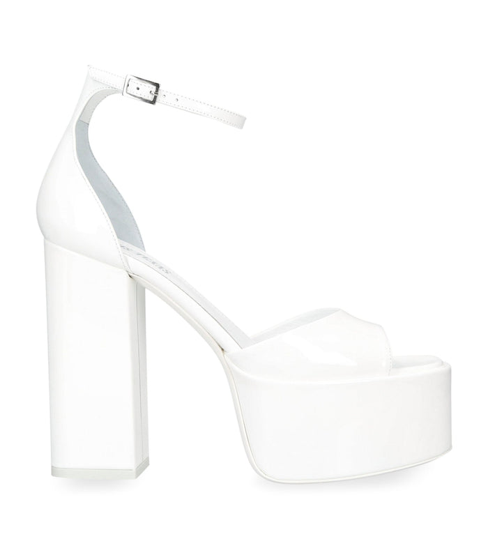 PARIS TEXAS White Tatiana Patent Leather Platform 130mm High Heels - House Of Huntington
