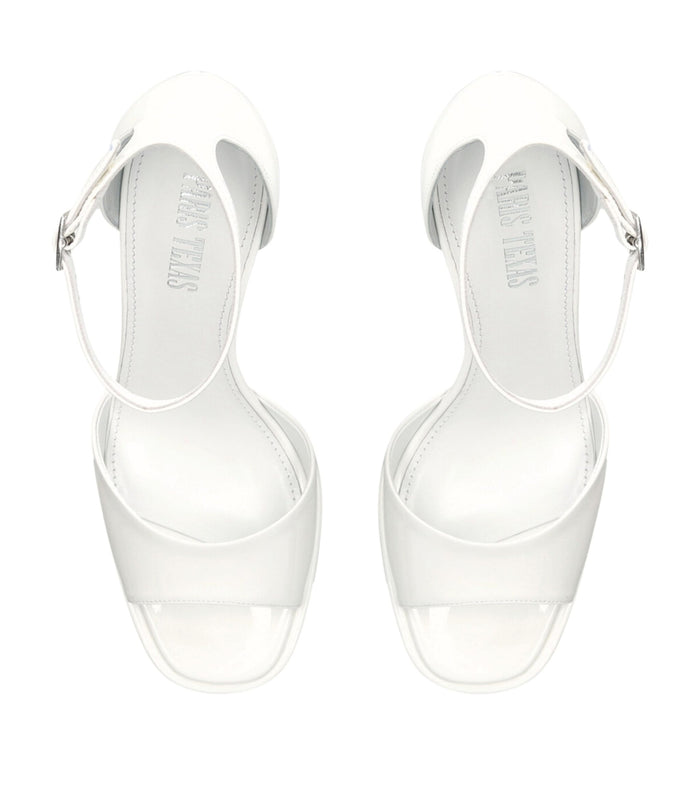 PARIS TEXAS White Tatiana Patent Leather Platform 130mm High Heels - House Of Huntington