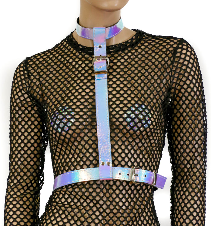 Pebbled Rainbow 3 Strap Suspender Style Vegan Leather Harness Multi Options