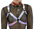 Pebbled Rainbow Leather Wide Bra Style Vegan Leather Harness