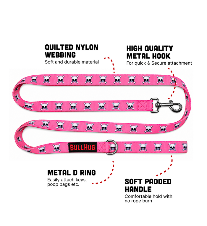 "PINK SKULLS" 6FT BULLHUG LEASH