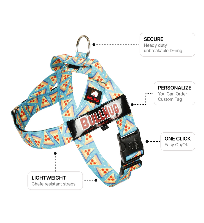 Pizza BullHug Dog Harness – Non-Choking, Adjustable