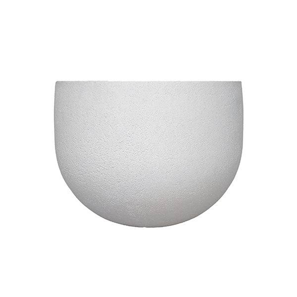 The All Delivery Options Planter - Rustic - Round - Off White, 18-inch, features a minimalist half-sphere design with a matte finish, adding rustic sophistication to any indoor or outdoor space.