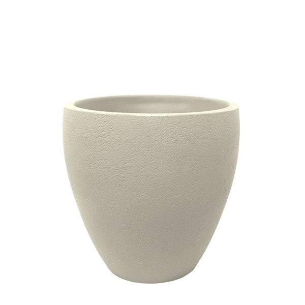 The All Delivery Options Planter - Rustic Ellipse in Off White (16-inch) is a lightweight, smooth, slightly textured planter with a wide open top for indoor or outdoor use, shown against a white background.