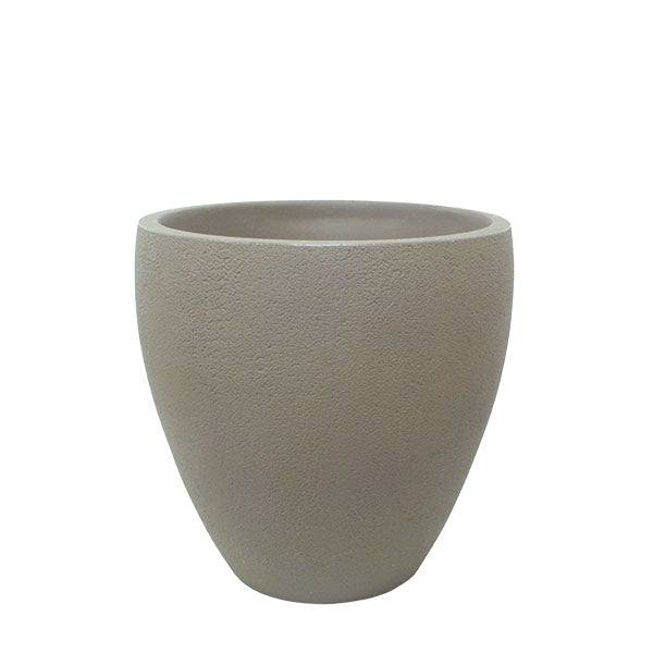 The All Delivery Options Planter - Rustic Ellipse in stone color is a 16-inch, lightweight, textured flower pot with a wide opening—ideal for indoor or outdoor use.
