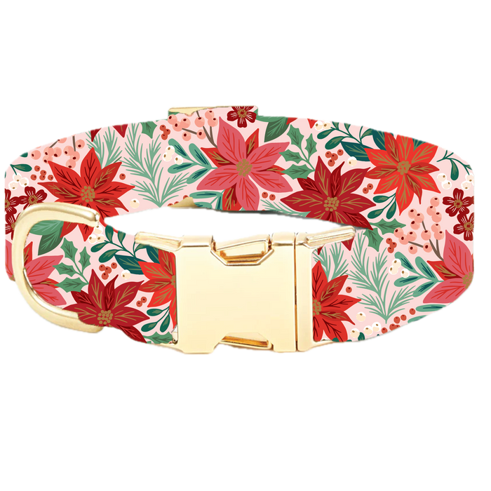 Poinsettia Dog Collar