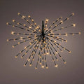 The Polestar Flashing LED 160 ct. Black Decoration from Available for Pickup & Delivery hangs like a starburst, with numerous rods extending outward and classic warm lights at the tips against a dark background, creating a festive ambiance.