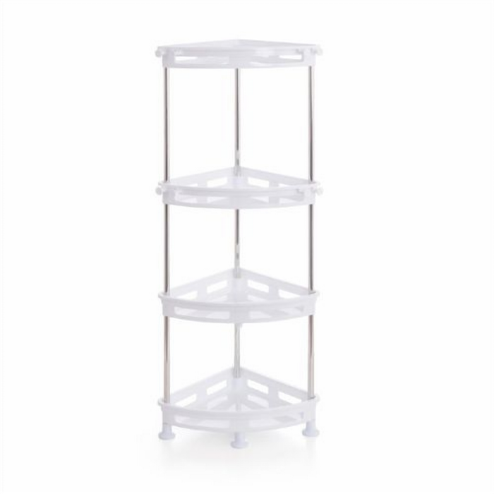 Portable 4 Tier Plastic Corner Shelf for Bathroom and Kitchen