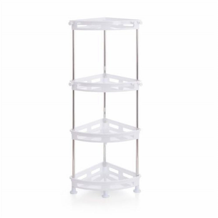 Portable 4 Tier Plastic Corner Shelf for Bathroom and Kitchen