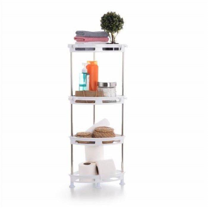 Portable 4 Tier Plastic Corner Shelf for Bathroom and Kitchen