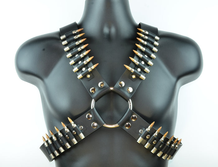 Real Bullet Leather Harness Nickel Shell Copper Tips  .223 Bullet
