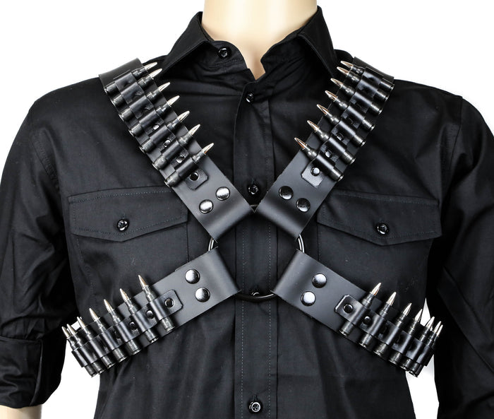 Real Bullet Leather Harness Nickel Shell Nickel Tips  .223 Bullet