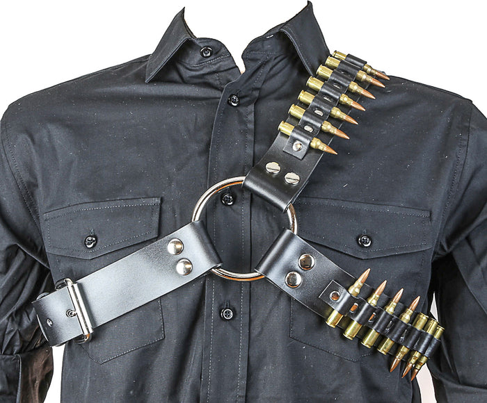 Real Bullet Leather Harness Nickel Shell Nickel Tips  .223 Bullet